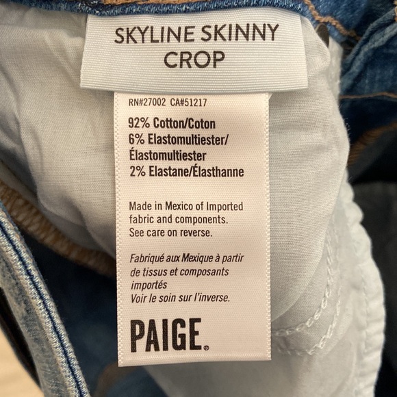 Paige Skyline Skinny Crop, Distressed, Mid-Rise, 27x25, NWT, $219 MSRP - Picture 8 of 14